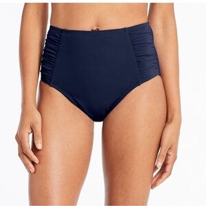 New L.L. Bean Women’s Bikini Bottoms High Waisted Shaping Swimwear Navy Size 16